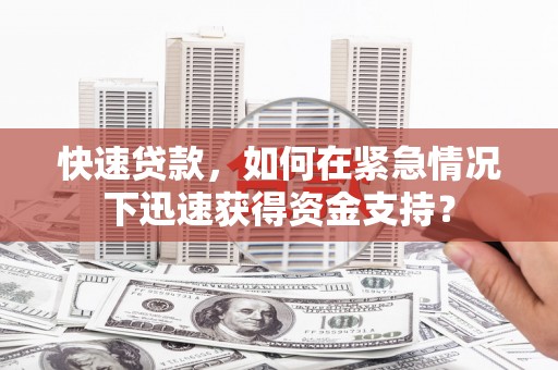 东丰快速贷款，如何在紧急情况下迅速获得资金支持？