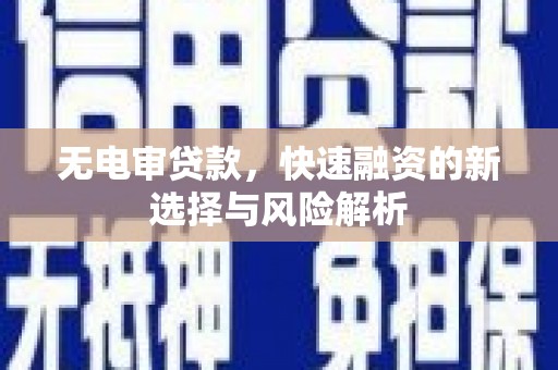 东丰无电审贷款，快速融资的新选择与风险解析