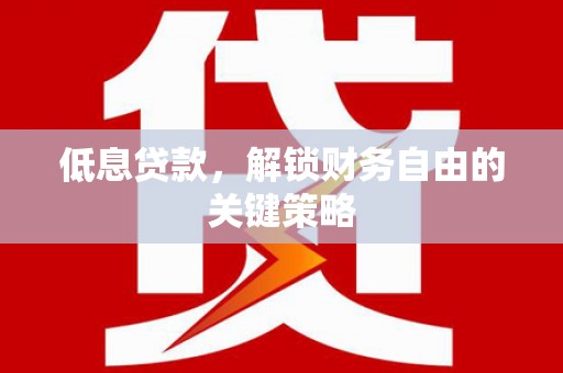 东丰低息贷款，解锁财务自由的关键策略