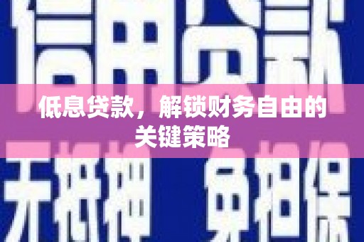 东丰低息贷款，解锁财务自由的关键策略